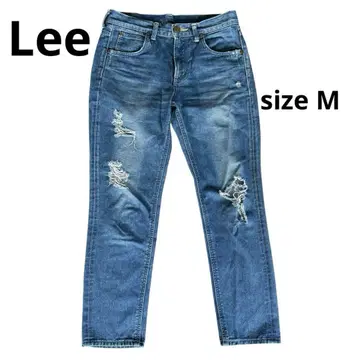 Lee LEE 데미지 데님 슬림 핏 데님 블루 오가닉 코튼