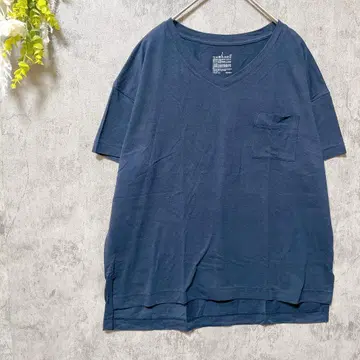 MUJI 무인양품 V넥 티셔츠 코튼 100% 심플 가슴 포켓 L