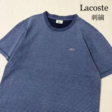 Lacoste 라코스테 자수 로고 보더 티셔츠 크루넥 티셔츠 5