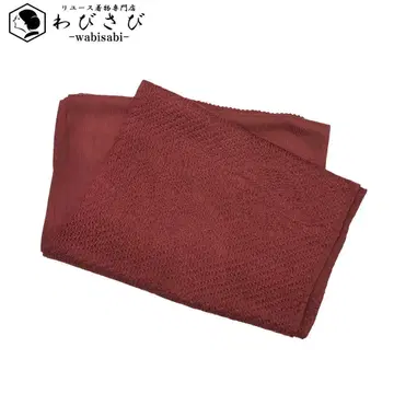 일본 정통의상 소품 오비 장식 천 순수 실크 꽃 무늬 주홍색 C-6091