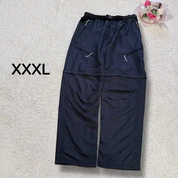 빅 사이즈 3XL 남성용 나일론 팬츠 2way 하프 팬츠 허리 밴딩 블랙