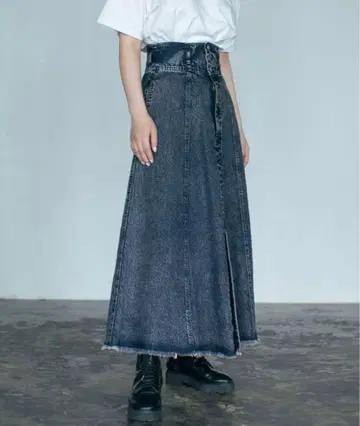 PAGEBOY 데님 슬릿 플레어 스커트