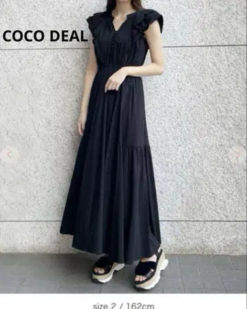 COCO DEAL 프릴 슬리브 티어드 원피스 블랙