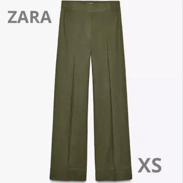 ZARA 자라 와이드 레그 린넨 블렌드 팬츠 카키 XS