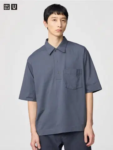 미사용 새상품 유니클로 U 에어리즘 코튼 피케 셔츠 그레이 L 사이즈