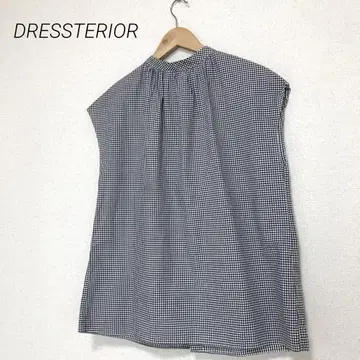 DRESSTERIOR 드레스테리아 백 버튼 깅엄 체크 블라우스