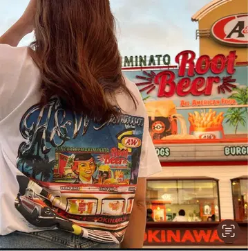 오키나와 엔더 A&W 마키코점 한정판 티셔츠 XL 화이트 블루 씰