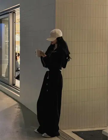 러브썸 원 블랙 스웨트 팬츠 FREE SIZE