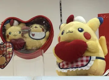 PIKACHU DINER 햄버거와 하트 마스코트 봉제 인형 파우치