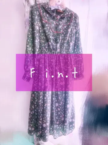 F.i.n.t 티타임 패턴 프린트 롱 원피스