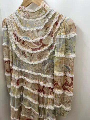 Zimmerman 꽃무늬 레이스 장식 긴팔 미니 원피스 size 0