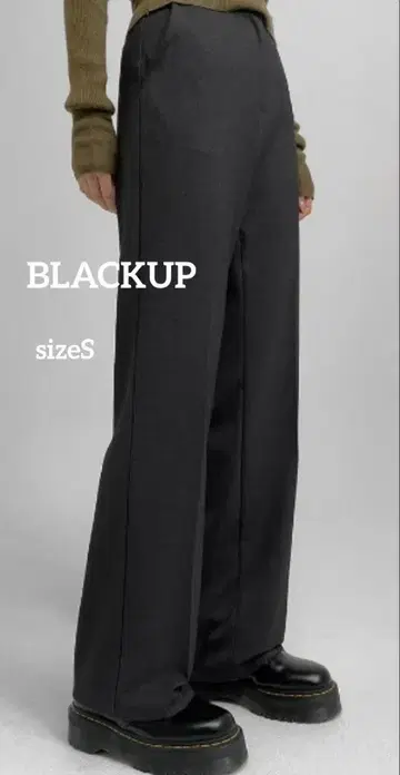 BLACKUP 세미 와이드 스트레이트 롱 슬랙스