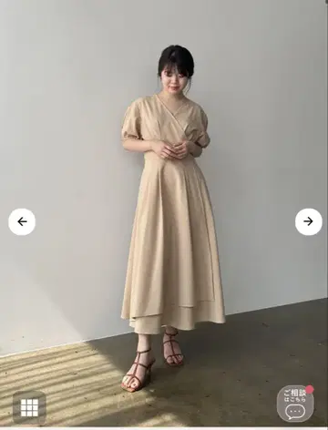 코히나 린넨 라이크 카슈쿨 랩 스타일 원피스-short