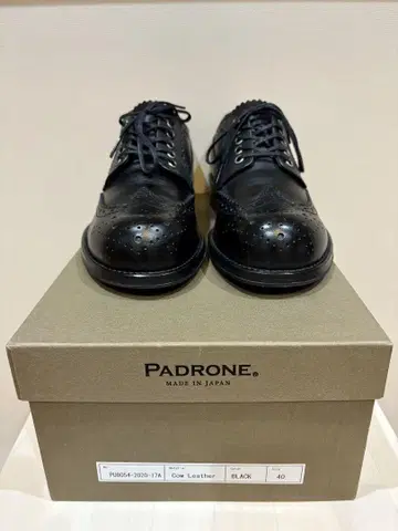 컨디션 최상] 파드로네 PADRONE 윙팁 가죽 신발 40 블랙