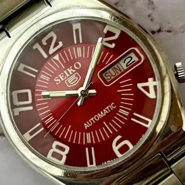 세이코 자동 감기 손목시계 오버홀 완료 레드 정품 벨트 앤티크 70S
