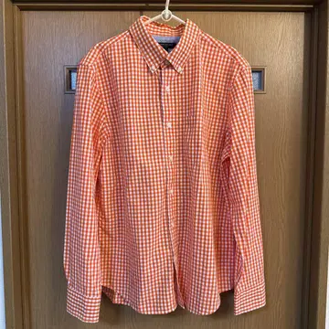 BANANA REPUBLIC 오렌지 체크 셔츠 L