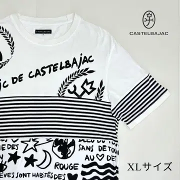 CASTELBAJAC 까스텔바작 50 XL 티셔츠 로고 화이트 패턴