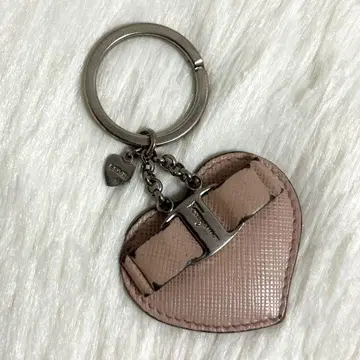 페라가모 페라가모 키링 바라 리본 하트 가죽 핑크