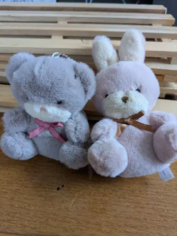 곰과 토끼 봉제 인형 키체인 세트