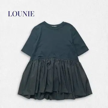 LOUNIE 루니 페플럼 컷 티셔츠 반팔 상의 블랙