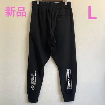 LIBERTY WALK 하의 스웨트 팬츠 블랙 프린트 로고