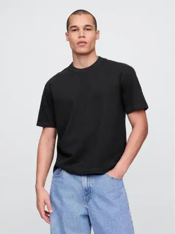 GAP 갭 헤비 웨이트 크롭 티셔츠 XS 짧은 길이 블랙 블랙
