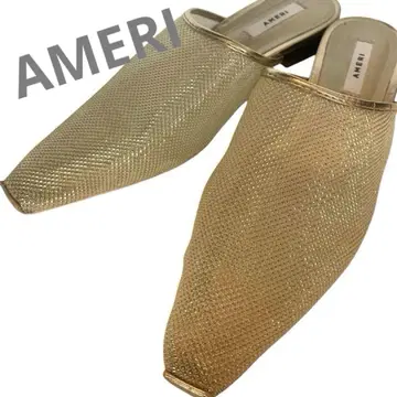 아메리 메쉬 골드 샌들 뮬 플랫