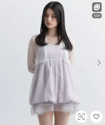 eimy 시어 벌룬 미니 원피스