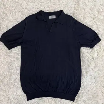 JOHN SMEDLEY 반팔 니트 하이 게이지 30G L 사이즈 네이비