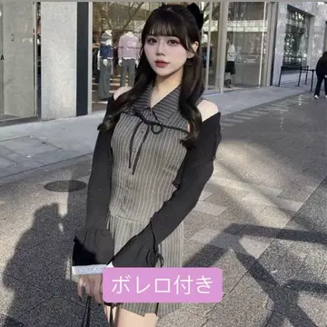 OLIVE de OLIVE 슬리브리스 셔츠 미니 원피스 볼레로 포함