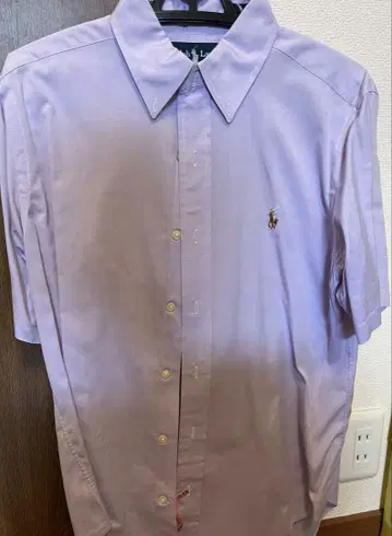 Ralph Lauren 남성용 버튼 다운 반팔 셔츠 M 라벤더