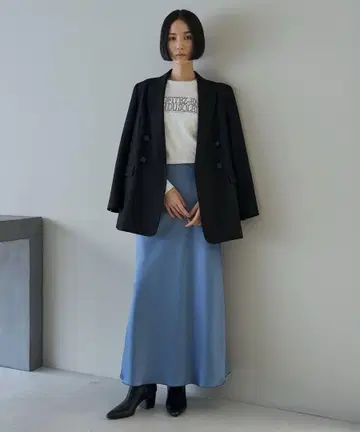 UNFILO 새틴 내로우 스커트 2024AW 스모키 블루 XS