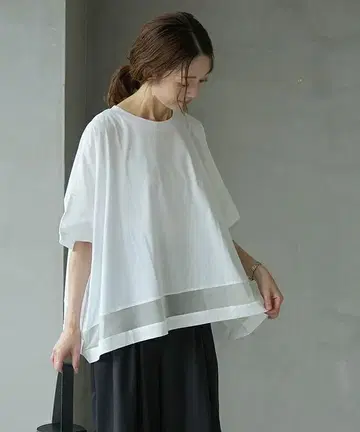 mizuiroind mesh mix 메쉬 믹스 와이드 풀오버 화이트