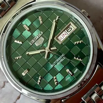 세이코 앤티크 오토매틱 시계 그린 체커 70S 오버홀 완료