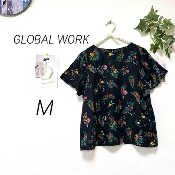 9128-1 글로벌 워크 GLOBAL WORK 꽃무늬 프릴 블라우스 M