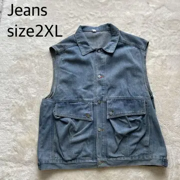라이트 블루 데님 슬리브리스 자켓 2XL