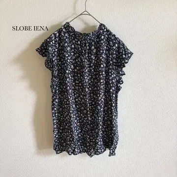SLOBE IENA 꽃무늬 블라우스 레이온 네이비