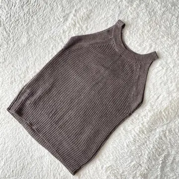 JS 레리움 [F] 브라운 니트 탱크탑 슬리브리스 린넨 100