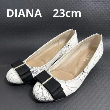DIANA WELL FIT 웨지 리본 펌프스 (화이트 원단) 23cm