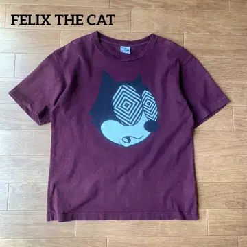 Felix the Cat GU 눈이 삐뚤어진 티셔츠 버건디 M 사이즈