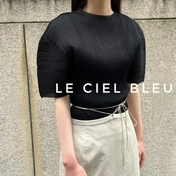 새상품급 LE CIEL BLEU 플리츠 저지 상의 블랙 36