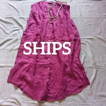 SHIPS 쉽스 린넨 100% 츄랄 핑크 원피스 FREE 슬리브리스