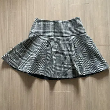 플레어 스커트 체크 무늬 울 혼방