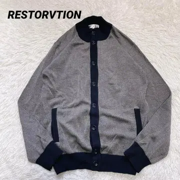 RESTORVTION [M] 긴팔 가디건 얇은 소재 네이비