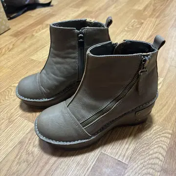 브라운 사이드 고어 부츠 웨지 힐