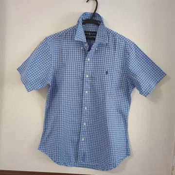 Ralph Lauren 반팔 셔츠 파랑과 화이트 체크