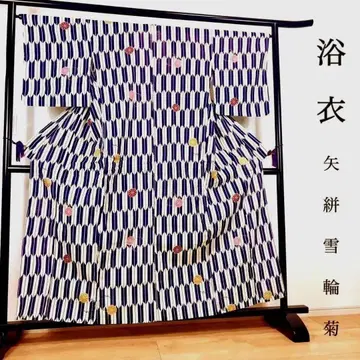 FF-197 유카타 야가사 스노우 휠 국화 면 세련된 귀여운 오비 공방