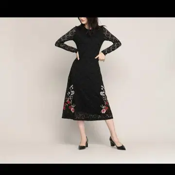 Desigual 데시구알 전체 레이스 자수 롱 원피스 경사