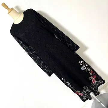 Desigual 데시구알 전체 레이스 자수 롱 원피스 경사