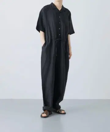 카구레 린넨 하프 슬리브 올인원